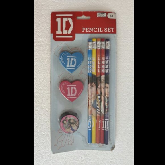 One Direction ID 5 Pencils 1 Erasers 1 Sharpener Harry Zayn Niall Liam Louis - Picture 1 of 3